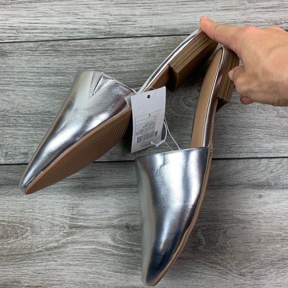 A New Day Pointed Toe Silvers Flat | Slides New - Picture 4 of 8